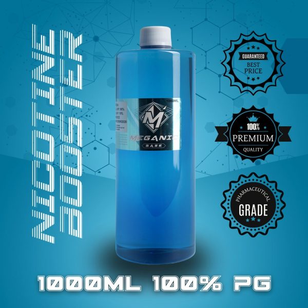 Flavorless Vaping Nicotine Booster Base, Vaping E-Liquid, Meganicotine.com 1000ML Bottle PG