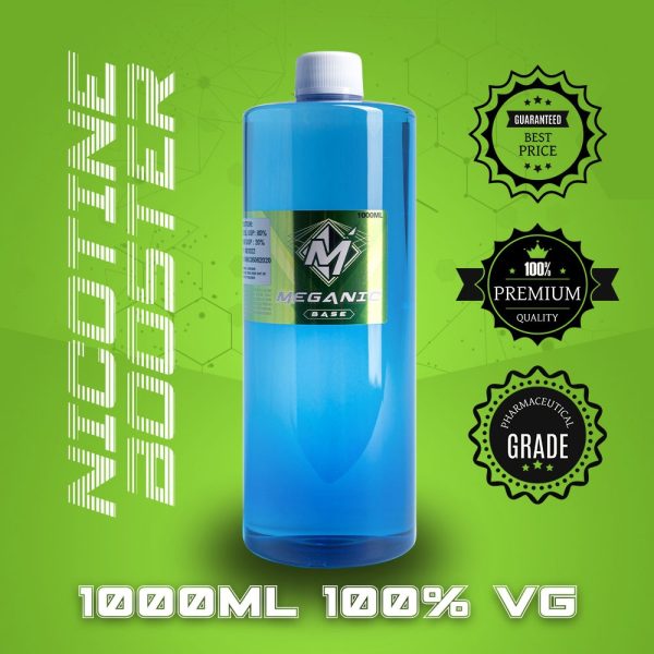 Flavorless Vaping Nicotine Booster Base, Vaping E-Liquid, Meganicotine.com 1000ML Bottle VG