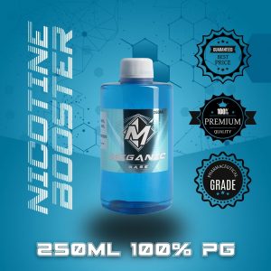 Meganic Flavorless Vaping Nicotine Booster Base, Vaping E-Liquid, Meganicotine.com 250ML Bottle PG