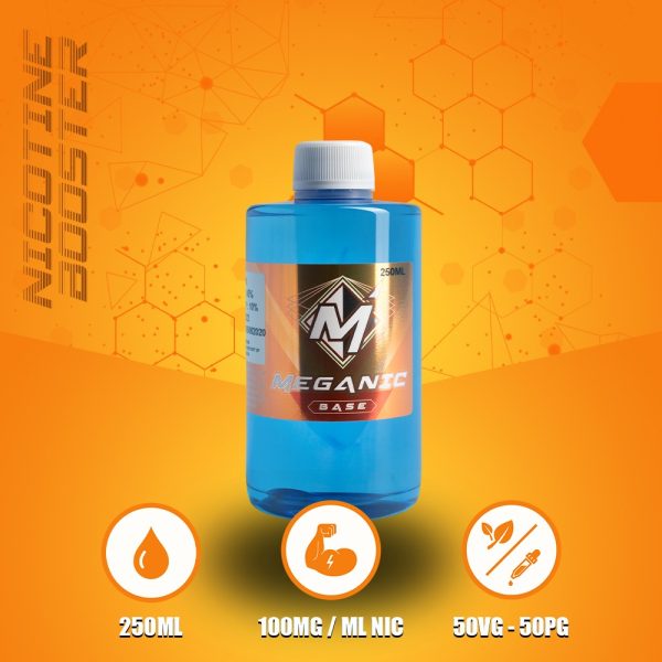 Meganic Flavorless Vaping Nicotine Base Big Bottle 250ML / 100MG / ML Nicotine Booster, Vaping, Eliquid, Meganicotine.com - Premium Quality, Best Price - 50% VG - 50% PG