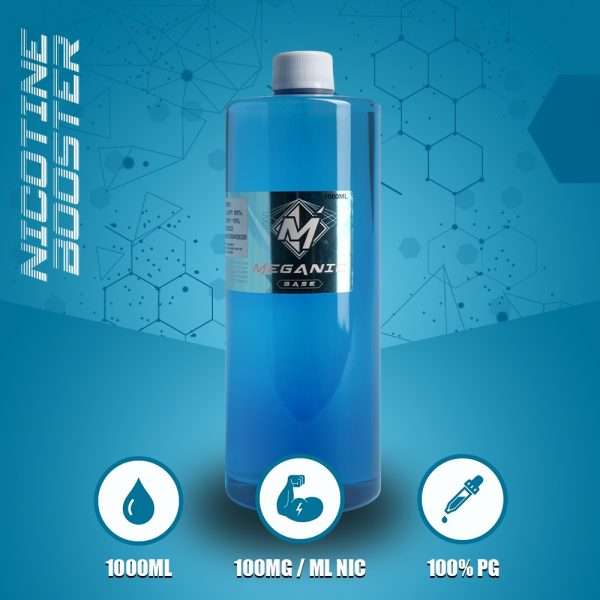 Meganic Flavorless Vaping Nicotine Base Big Bottle 1000ML / 100MG / ML Nicotine Booster, Vaping, Eliquid, Meganicotine.com - Premium Quality, Best Price - 100% PG